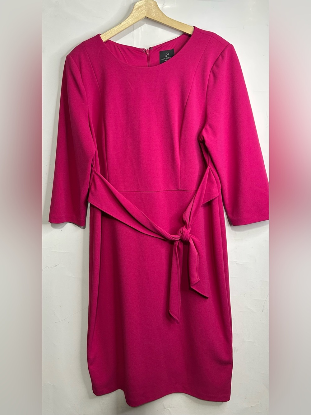 Adrianna Papell Hot Pink Quarter Sleeve Dress Size 18